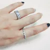 4 Farben Victoria Fashion Jewelry 925 Sterling SilberRose Gold Fill Pave White Clear 5A Zirkonia Eternity Damen Hochzeit Brautring