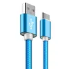 2A 1M 1,5m 2m 3m Typ C Micro 5Pin Cables Alloy Nylon flätat tyg USB -kabeltråd för Samsung HTC LG ADNROID Telefon PC Mp3