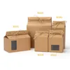 Çay Ambalaj Kutusu Karton Kraft Kağıt Katlanmış Gıda Somun Konteyner Gıda Depolama Ayakta Up Ambalaj Çanta Hediye Paketi