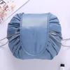 Kvinnor Cometisk väska Stor kapacitet Sdrawstring Make Up Bag Travel Pouch Kvinnor Sundries Storage Väskor utan logotyp Korea Trend 10 färger