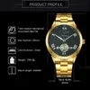 Forsining Skeleton Orologi per uomini Gold Gold Strap in acciaio inox Meccanico orologio da polso di lusso Luxury Moon Fase Tourbillon Watch Slze185