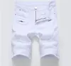 Verão Rasgado Motociclista Jeans Shorts Homens Bermuda Branco Preto Denim Shorts Para O Estiramento Masculino Moda Zipper Shorts Masculino Y19072301