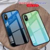 1st Gradient Shell Cases For iPhone 14 13 12 11 Pro XS Max X XR 8 7 6S Plus Tempered Glass Back Cover Colorful Aurora