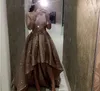 Czarowne Bling Długie Rękawy Cekiny Suknie Wieczorowe 2020 Crew Neck Ruched High Line Formalne Party Prom Dresses