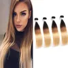 Cabelo humano peruano 1b 4 27 ombre cabelo virgem sedoso em linha reta 1b 4 27 tramas duplas 4 pacotes em linha reta barato whole6574481