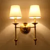 2 światła podwójna lampa ścienna All Miedziana Amerykańska sypialnia Lampa nocna studium Halla Tło Korytarz Korytarz Korytarz Tkanina