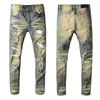 Hot selling!Top Quality Brand Designer AMR Men Denim Slim Jeans Embroidery Pants Fashion Holes Trousers US Size 28-40