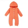 Solido manica lunga bambino pagliaccetti con cappuccio ragazzo tute di lana lavorata a maglia tutina neonato cotone bottoni tuta boutique oneise vestiti AZYQ6658