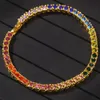 New Mody Personalized Gold Bling Colorful Diamond Tennis Tennis Bracelets Mens jóias de hiphop para homens Presentes de Natal para amantes