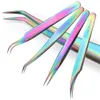 Curved Straight Tweezers Rainbow Eyelash Extension Nails Decor Picker Dead Skin Remover Manicure Makeup Nail Tools