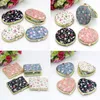 1Pc Mini Round Pocket Folding  Mirror Vintage Double Sides Floral Printed Chinese Style Compact Cosmetic Tool Portable