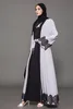 民族衣類女性イスラム教徒のドレスプラスサイズ5xlアップリケ灰色のドバイのためのアバヤトルコ服