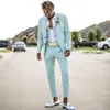 2020 Casual Menta Green Homens Terno Feito Personalizado Fit Fit Fit 2 peças Homens Smoking para Party Prom Wedding Mens Ternits (Jacket + Calças + Gravata) 1