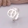 Free shipping Plated sterling silver gemstone ring DJSR291 US size 8; classic design women's 925 silver plate With Side Stones Rings jewelry