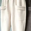 Damskie spodnie haremowe z kieszeni skóra zamszowa wysoka talia kobiety spodnie dresowe 2019 wiosna jesień casual luźne spodnie spodnie kobiece