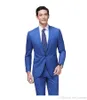 Nyaste Slim Fit Groom Tuxedos Royal Blue Best Man Suit Notch Lapel Groomsman Men Wedding Suits Brudgum (Jacka+Pants)