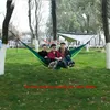 Outdoor Parachute Cloth Hammock Foldable Field Camping Swing Hanging Bed Nylon Hammocks With Ropes Carabiners 12 Color DH1338