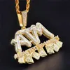 Iced Out Full Zircon ATM Addicted to Money Pendant Necklace Gold Silver Plated Mens Hip Hop Jewelry Gift