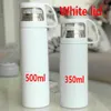 MDF sublimação em branco 350ml 500ml copo térmico de transferência de calor DIY 304 copo de aço inoxidável transparente preto e branco tampa térmica cu2807