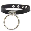 Metal O Ring Choker Necklace Collar PU Leather women necklaces neck chain Will and Sandy hip hop Fashion Jewelry