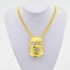 Hip Hop CSGO Pendant Necklace Mens Punk Style 18K Alloy Gold Silver Plated Mask Head Charm Pendant High Quality Cuban Chain284D