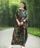 Feminino roupas casuais novo chinês original lazer fino robe de seda algodão padrão flor tamanho grande roupas legal solto vestido robe