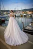 Jasmine 2019 Beach Wedding Dresses Jewel Lace Appliques Long Sleeve Sweep Train Bridal Gowns Boho Illusion Bodice Vestido De Novia