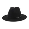 Unissex aba larga lã feltro fedora chapéus vermelho preto retalhos jazz formal chapéu cinto decro panamá boné trilby chapeau para homens mulheres8050928