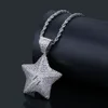 Fashion- 18K Gold and White Gold Plated Full Diamond CZ Zircon Pentagram Pendant Necklace Hip Hop Jewelry Gifts for Men and Women 264Q