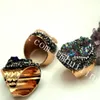 10 Stks Elegant Vergulde Ruwe Agaat Titanium Druzy Encrusted Crystal Verstelbare Ring Briljante FreeForm Drusy Gemstone Geode Sieraden Ring