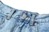 Twotwinstyle Casual Denim Shorts Saias Alto Cintura Ruffle Hem Solta Ruched Calças Curtas Femininas Moda Roupas 2020 Primavera Tide CX200605