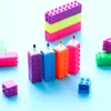 6pcs colorido Forma Building Block Highlighter marcador fluorescente Pen Student papelaria Doodle Pen fontes de escola caçoa o presente