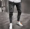 Spring and Summer Hot sale new men's skinny jeans snowflake casual Slim zipper pants men's jeans