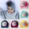 Pasgeboren Hoed Bohemen India Turban Hoeden Mutsen Fotografie Props Gorro Fuzzy Bal Cap Peuter Kids Warm Winter Hat Zuigeling Baby Accessoires