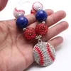 La più recente collana di perline di gomma da masticare per bambini con pendente da baseball in strass per gioielli in corda regolabile per bambini fai da te