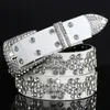 New fashion luxury designer diamond zircon crocodile leather belt for female women elegant white color 110cm 3.6 ft