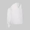 Plus storlek mode kvinnor långärmad tröjor kall axel dam solid bluses kontor casual lösa topp eleganta blusas