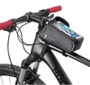 Carbon grain Waterproof Front tube bag Cycling Bike Bag Phone GPS Holder Stand Handlebar Mount Bag Bike Accessories sports GPS phone pocke
