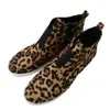 Fritid kvinna mode leopard kilar tjock botten platt dragkedja casual skor boot andas cykling skor kvinna / män sneakers