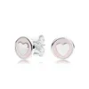 Vit \ Pink Emaljhjärta 14k Gul Guld Stud Örhängen för Pandora 925 Silver Womens Örhänge med original presentförpackning