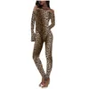 Kvinna Jumpsuit Woman Autumn Jumpsuit Tiger Leopard Print off Axel Sexig långärmad bodycon streetwear mager bodysuit229v