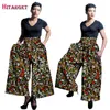 2019 kvinnor afrikansk batik utskrift byxor afrikansk tryck kalvlängd lösa långa brett benbyxor ankara 100% vax bomull kläder wy1679
