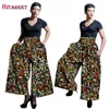 2019 Women African Batik Print Pants African Print calf-length Loose long Wide Leg Pants Ankara 100% wax Cotton Clothing WY1679