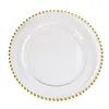 Platos chapados en cuentas redondas de 32 cm Platos de vidrio transparente Placa de relleno de comida occidental Decoración de mesa de boda Herramientas de cocina GGA3205-1