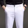 Ny 2019 Mens Slim Fit Business Dress Pants For Men Suit Pants Ankellängd Män Summer Formell kostym Byxor Black White Blue212Q