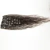 Mongolo Afro Kinky Curly Weave Clip per capelli Remy nelle estensioni dei capelli umani 100 grammi / Se 8 pezzi / set Capelli ricci Remy