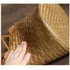 Flower basket seaweed straw weaving storage woven rattan home garden vase decor organizers handmade with handle