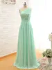 Mint Green Long Chiffon Bridemaid платье 2020 новое одно плечо дешевое линия плиссированные платья подружки невесты до 100