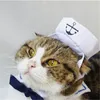 Moda Odzież Odzież Obroża Zestaw Czapka Mały Pies Kot Kotek Puppy Pet Sailor Outfit Kostium Kapelusz YQ01249