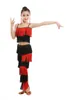 Vestido de dança latina para meninas adulto salão de baile borla franja topos calças salsa samba traje crianças competição dança costume3113